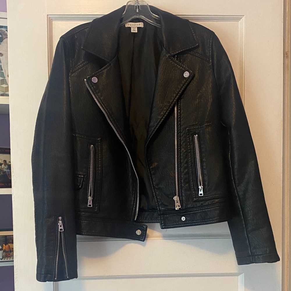 Black Faux Leather Biker Jacket